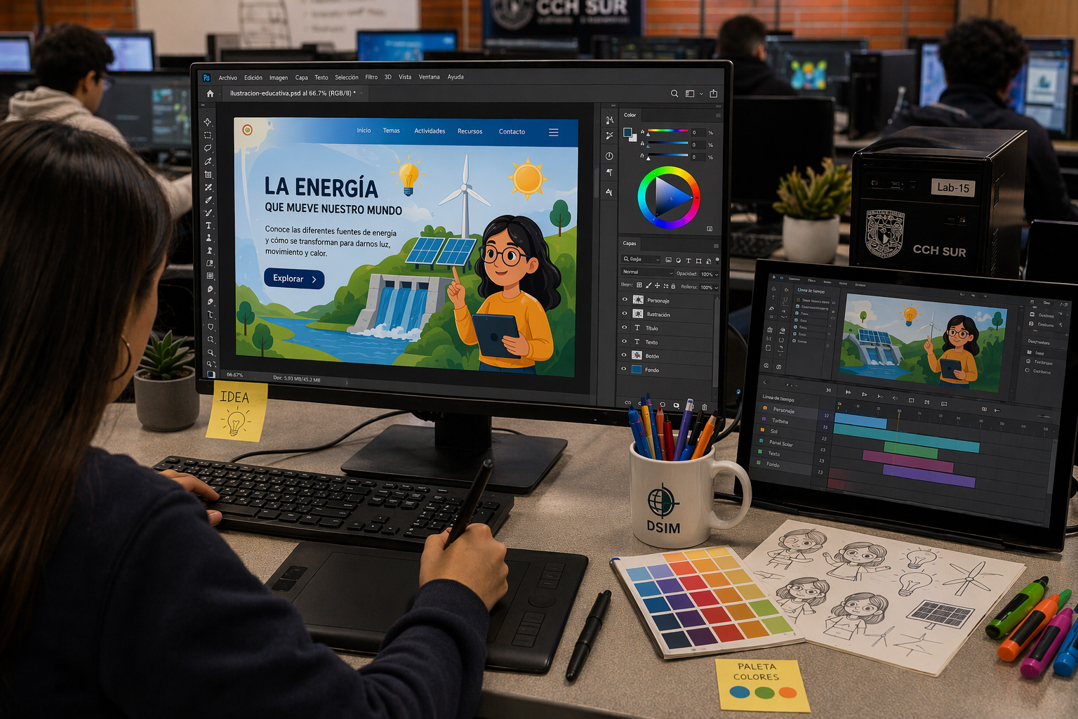 Ejemplo de edición de imagen, ilustración y diseño multimedia